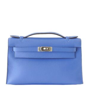Hermes JPG Kelly Pochette Blue Paradise Swift Leather Palladium Hardware
