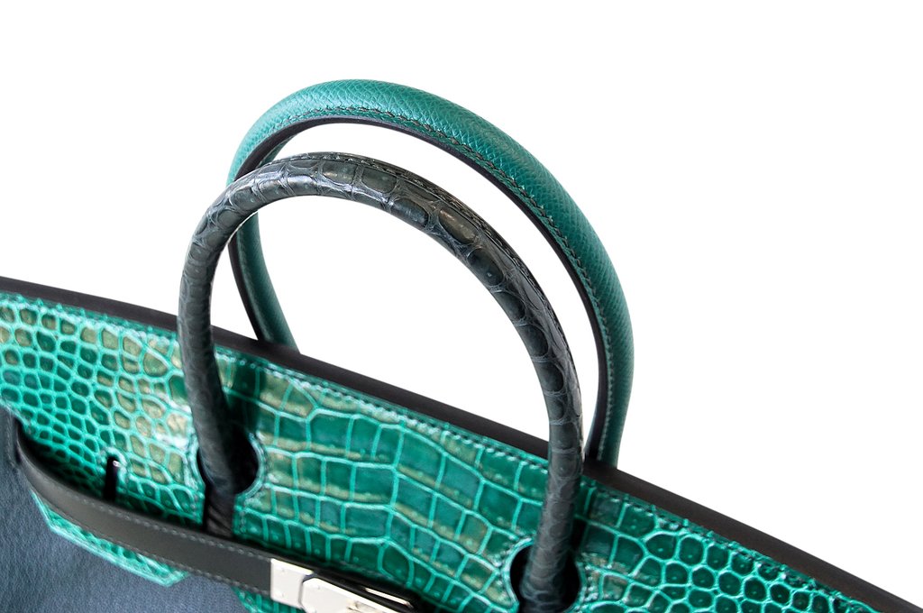 Hermes Birkin 30 Patchwork Vert Multi-Material Palladium Hardware Limited Edition - Image 10