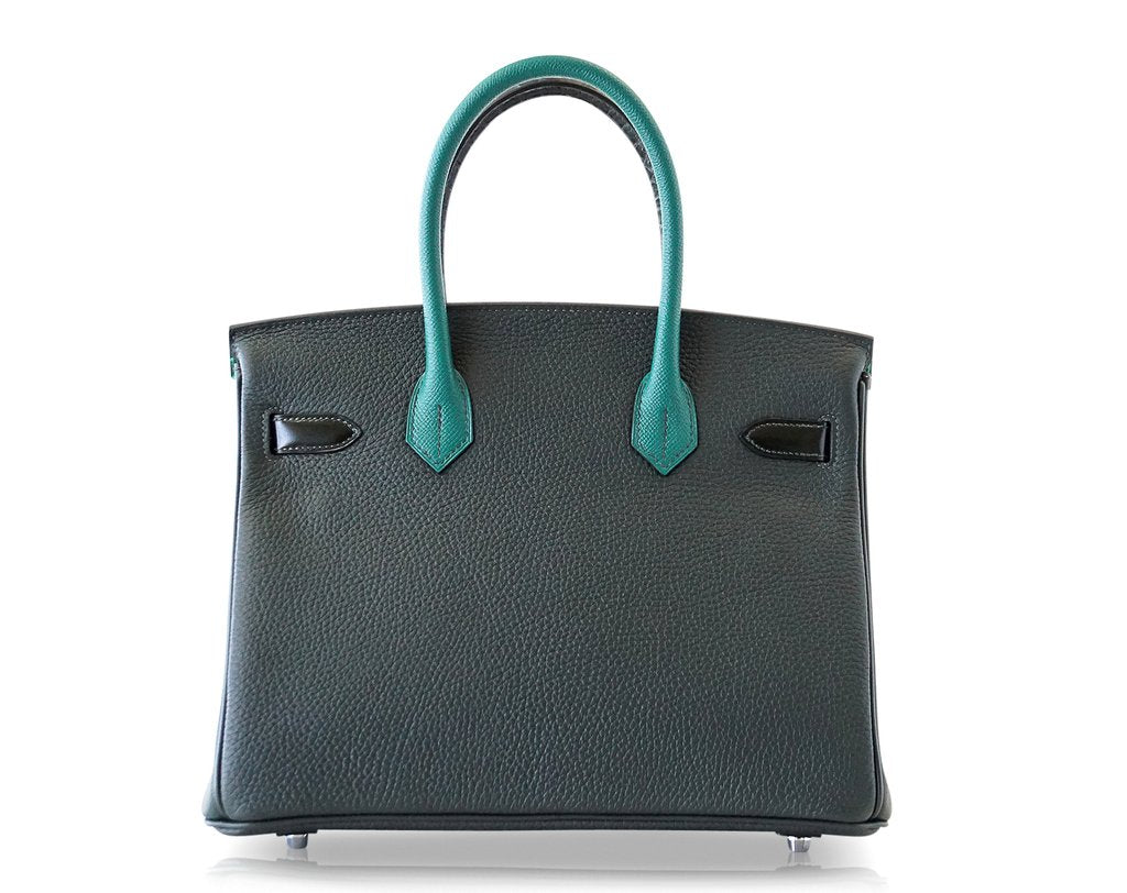 Hermes Birkin 30 Patchwork Vert Multi-Material Palladium Hardware Limited Edition - Image 7