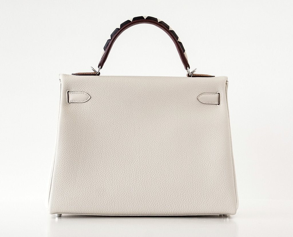Hermes Kelly 32 Au Gallop Craie Togo Barenia Sombrero Leather Palladium Hardware - Image 3