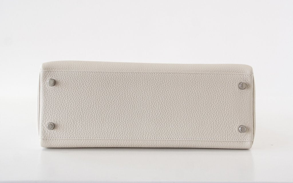 Hermes Kelly 32 Au Gallop Craie Togo Barenia Sombrero Leather Palladium Hardware - Image 6