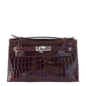 Hermes JPG Kelly Pochette Bordeaux Niloticus Crocodile Palladium Hardware