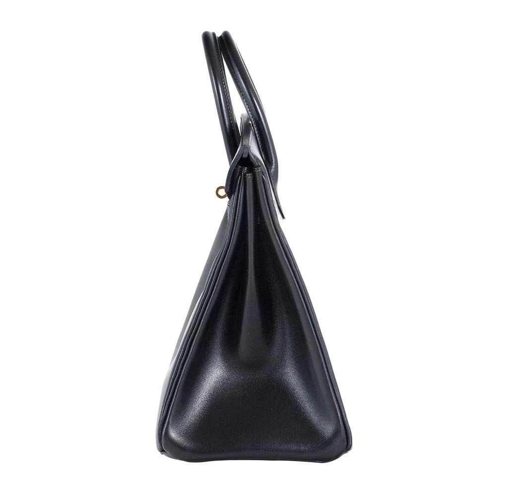 Hermes HAC 32 Black Box Calf Leather Gold Hardware - Image 4