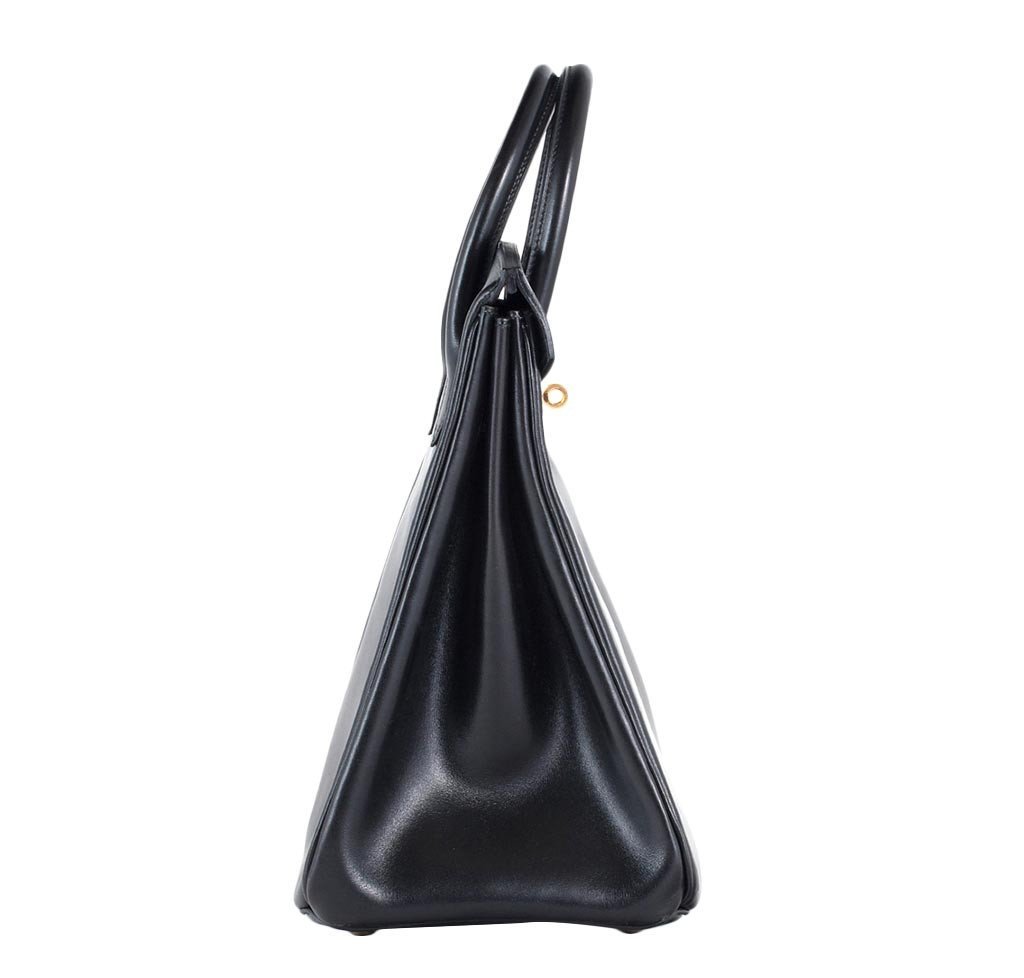 Hermes HAC 32 Black Box Calf Leather Gold Hardware - Image 3