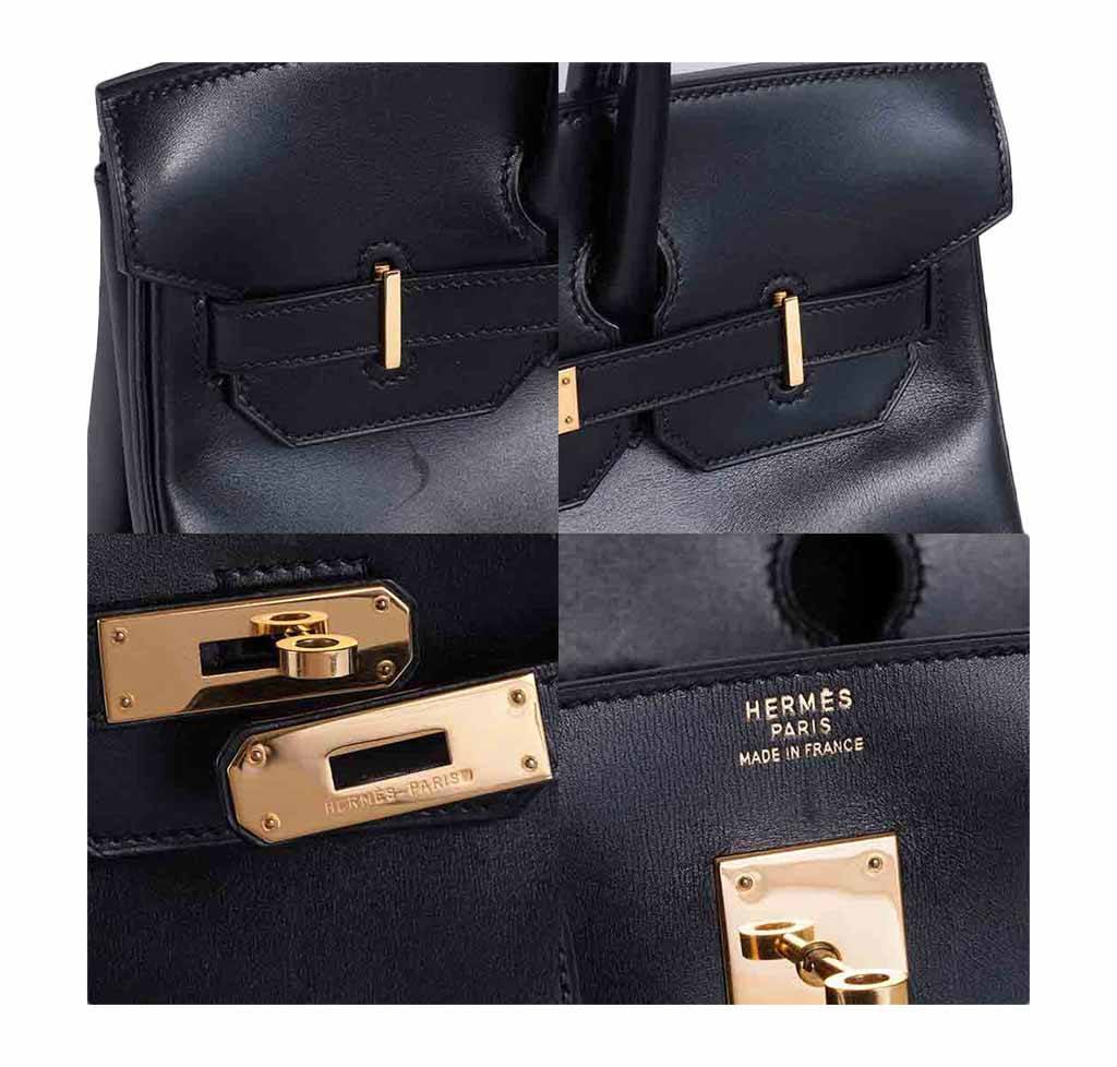 Hermes HAC 32 Black Box Calf Leather Gold Hardware - Image 7