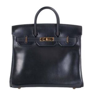 Hermes HAC 32 Black Box Calf Leather Gold Hardware
