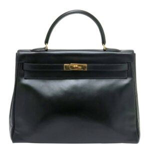 Hermes Kelly 35 Black Box Calf Leather Gold Hardware