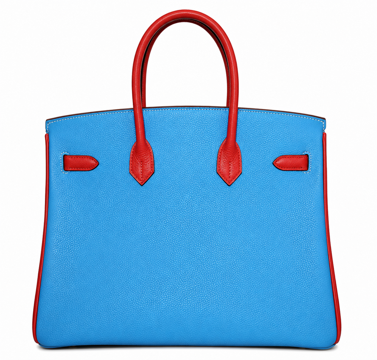 Hermes Birkin 35 Special Order Vert Anis Rouge Garrance Blue Jean Togo Leather Palladium Hardware - Image 3