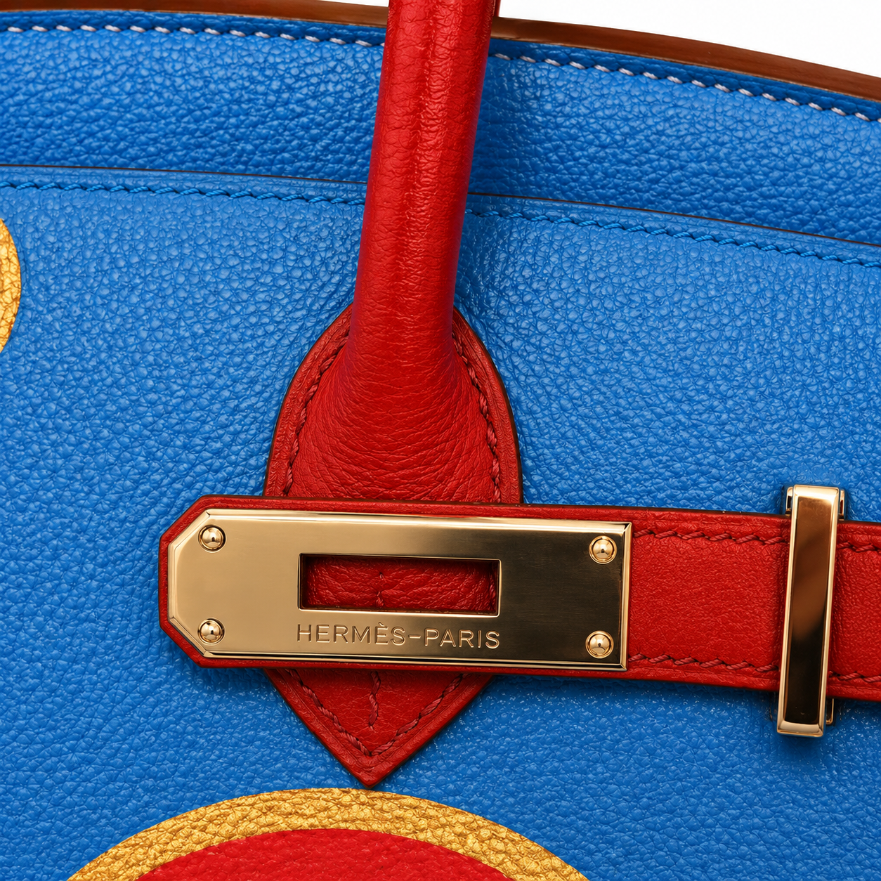 Hermes Birkin 35 Special Order Vert Anis Rouge Garrance Blue Jean Togo Leather Palladium Hardware - Image 5