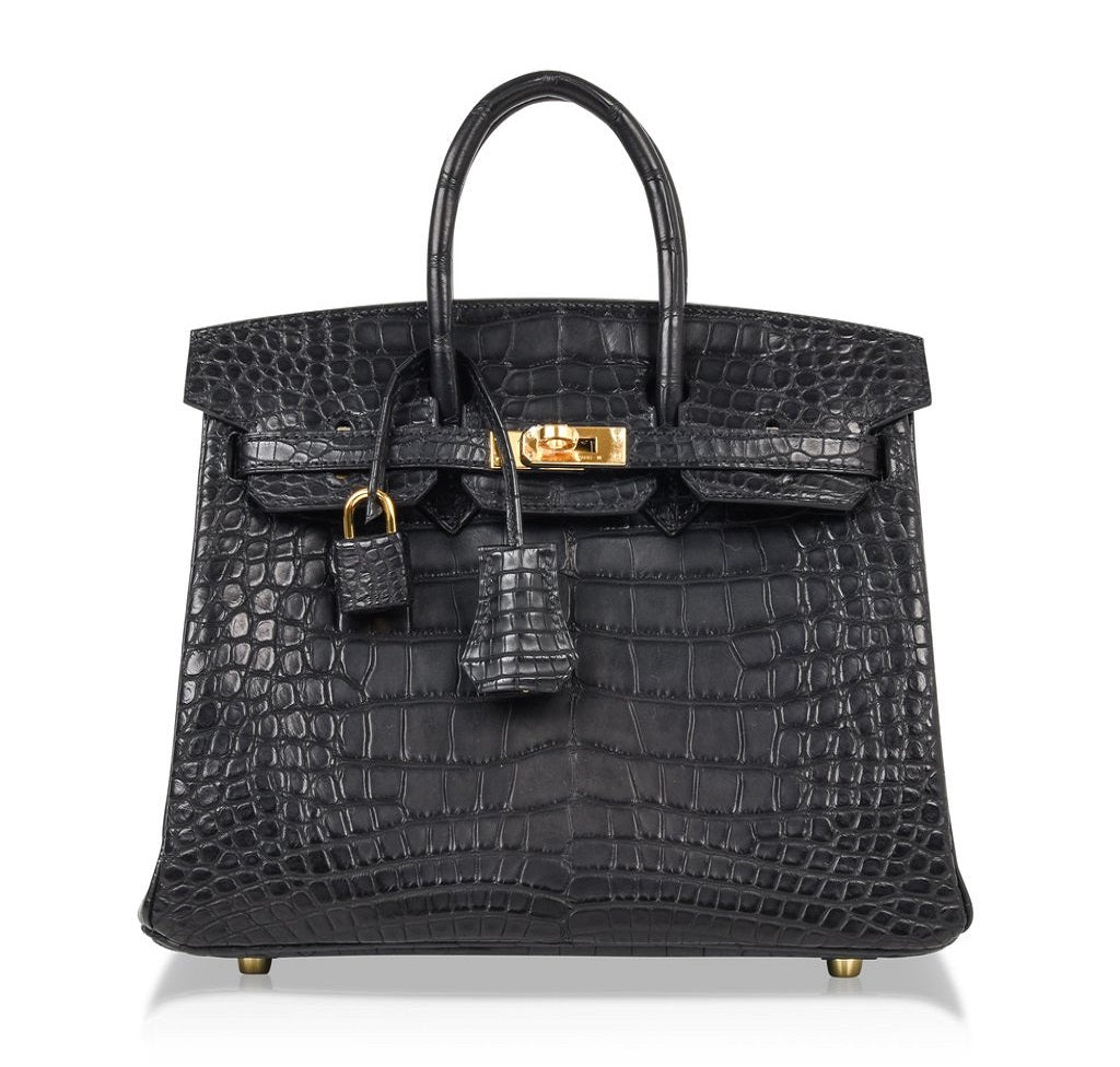 Hermès Birkin 25 Noir Alligator Bag GHW