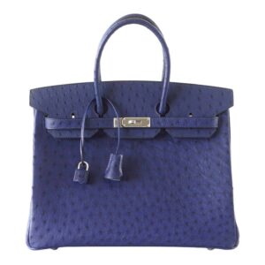 Hermes Birkin 35 Blue Iris Ostrich Palladium Hardware