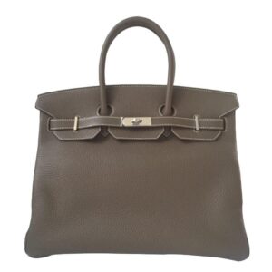 Hermes Birkin 35 Etoupe Taurillon Clemence Leather Palladium Hardware