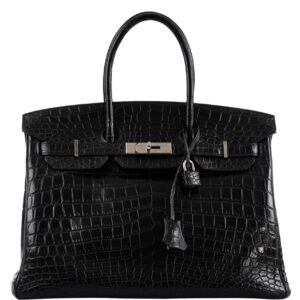 Hermes Birkin 35 Matte Black Nilo Crocodile with Palladium Hardware - 2011, O Square