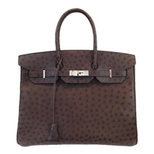 Hermes Birkin 35 Marron Fonce Ostrich Palladium Hardware