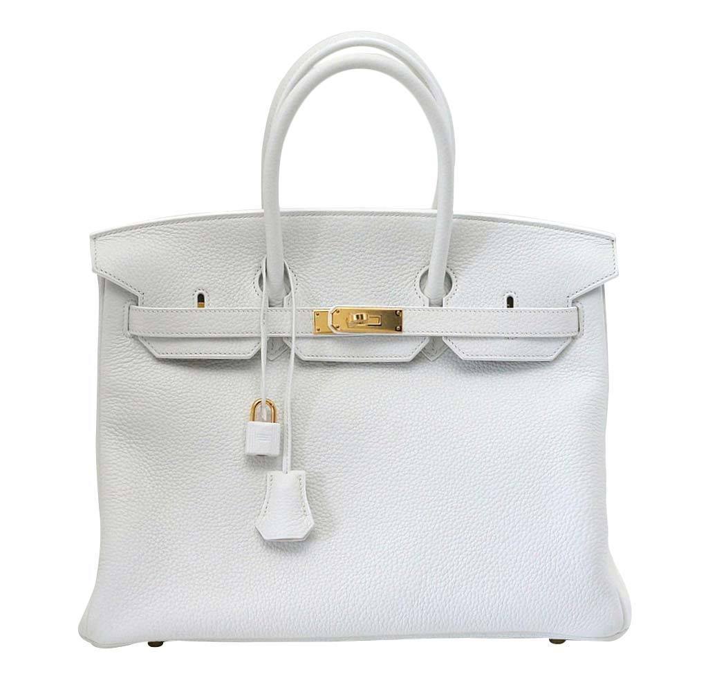 Hermes Birkin 35 Snow White Togo Leather Gold Hardware