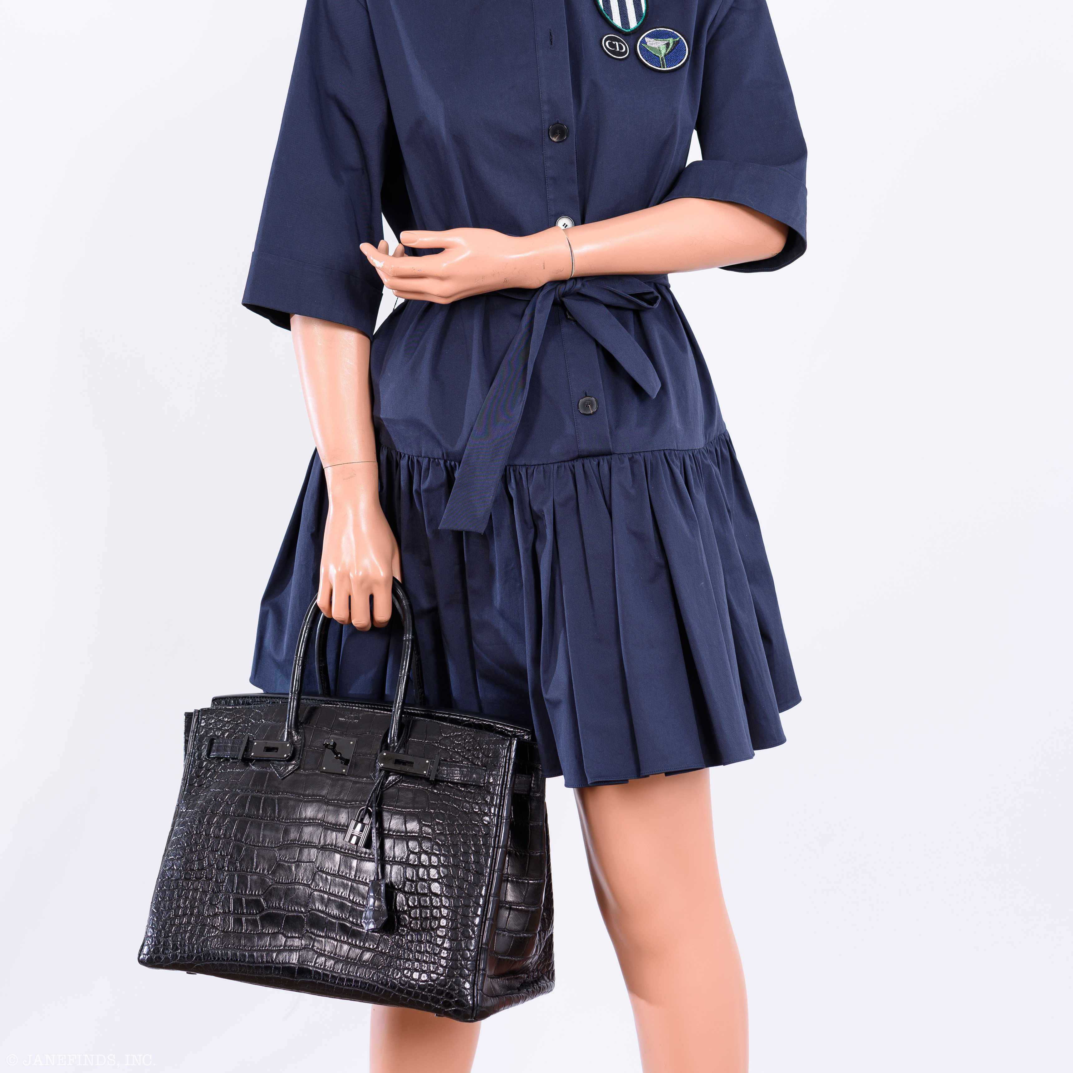 Hermes Birkin 35 SO BLACK Matte Alligator PVD Hardware - 2011, O Square - Image 2