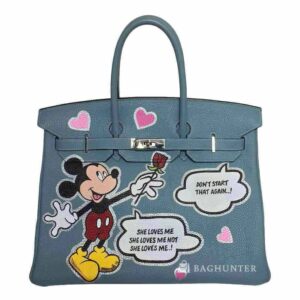 Hermes Birkin 35 Mickey Mouse Ciel Togo Leather Palladium Hardware
