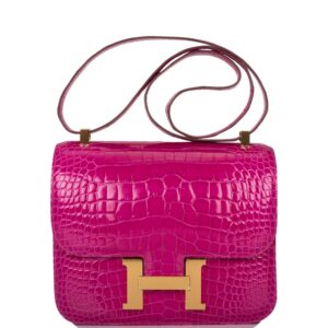 Hermes Constance 24 Rose Scheherazade Alligator