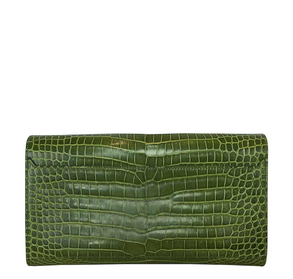 Hermes Goodlock Clutch Pelouse Porosus Crocodile Gold Hardware - Image 2