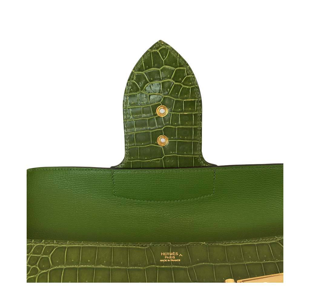 Hermes Goodlock Clutch Pelouse Porosus Crocodile Gold Hardware - Image 5