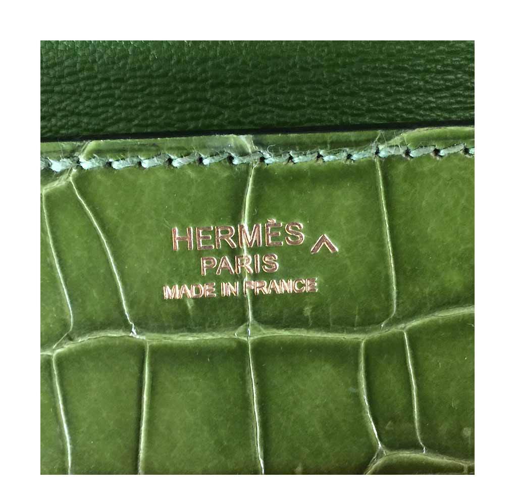 Hermes Goodlock Clutch Pelouse Porosus Crocodile Gold Hardware - Image 4
