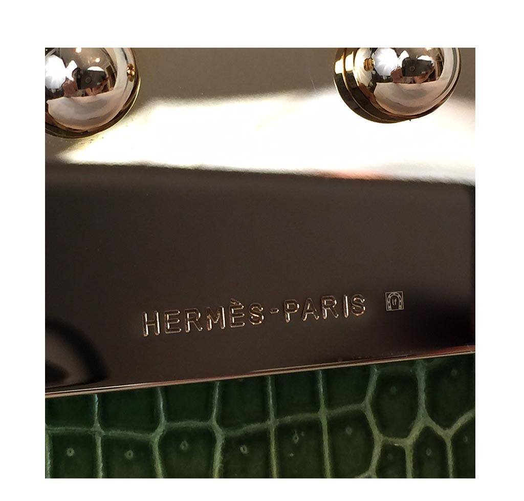 Hermes Goodlock Clutch Pelouse Porosus Crocodile Gold Hardware - Image 7