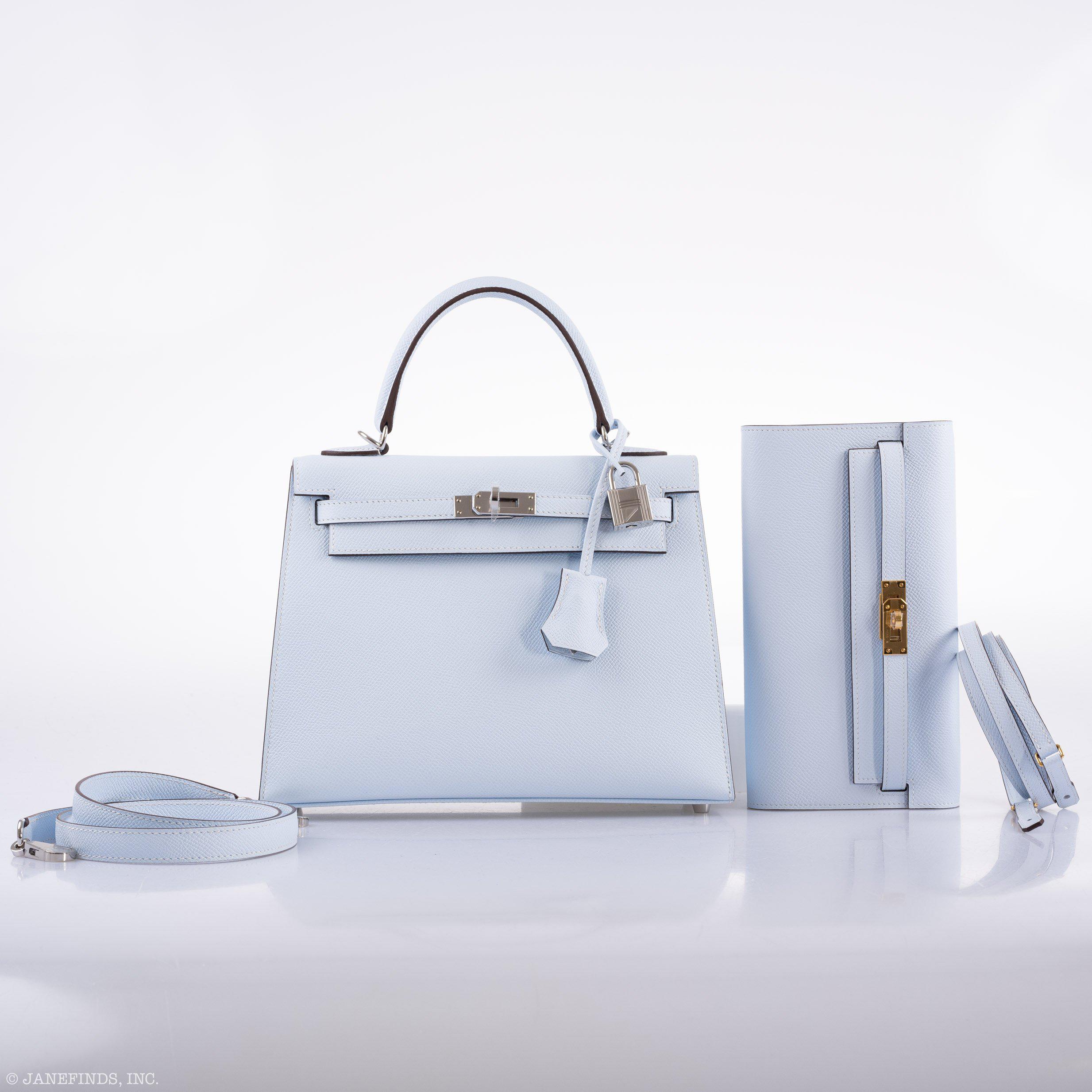 Hermes Kelly 25 Sellier Blue Brume Epsom Palladium Hardware - 2020, Y - Image 9