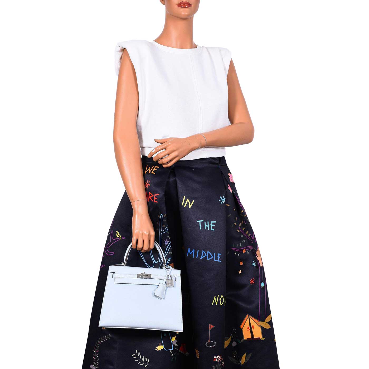 Hermes Kelly 25 Sellier Blue Brume Epsom Palladium Hardware - 2020, Y - Image 2