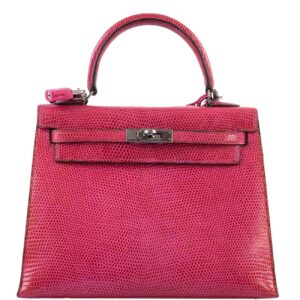 Hermes Kelly 25 Sellier Fuchsia Lizard