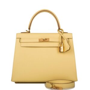 Hermes Kelly 25 Sellier Jaune Poussin