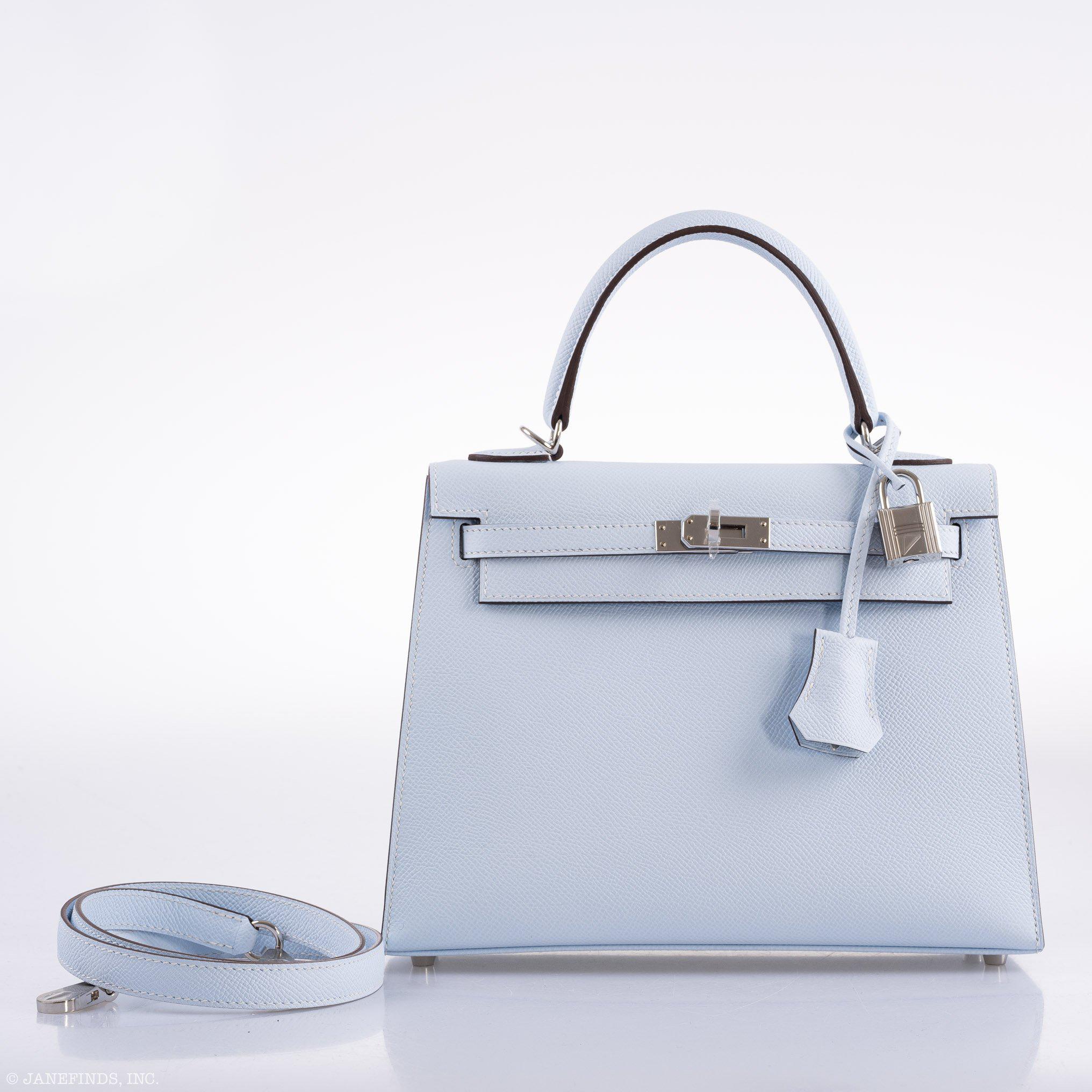 Hermes Kelly 25 Sellier Blue Brume Epsom Palladium Hardware - 2020, Y - Image 8