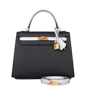 Hermes Kelly 28 Bi-Color Black Craie