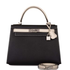 Hermes Kelly 28 Bi-Color Black Craie