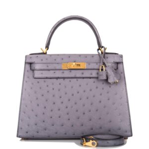 Hermes Kelly 28 Bi-Color Gris Agate Gris Perle Ostrich