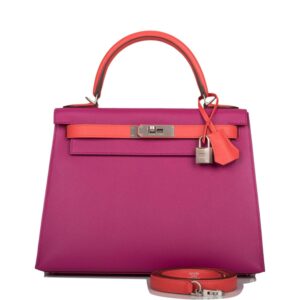 Hermes Kelly 28 Bi-Color Rose Pourpre Rose Jaipur