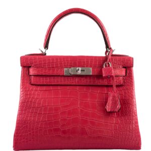 Hermes Kelly 28 Retourne Rose Extreme Matte Alligator