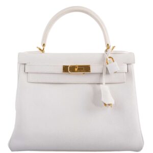 Hermes Kelly 28 Retourne White Epsom