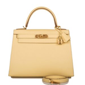 Hermes Kelly 28 Sellier Jaune Poussin