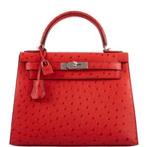 Hermes Kelly 28 Sellier Rouge Vif Ostrich
