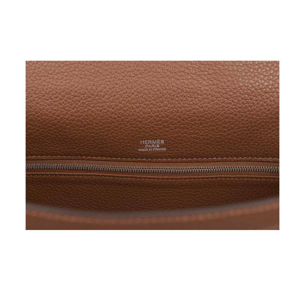 Hermes Kelly Grizzly 32 Fauve Gold Suede Togo Leather Palladium Hardware - Image 12
