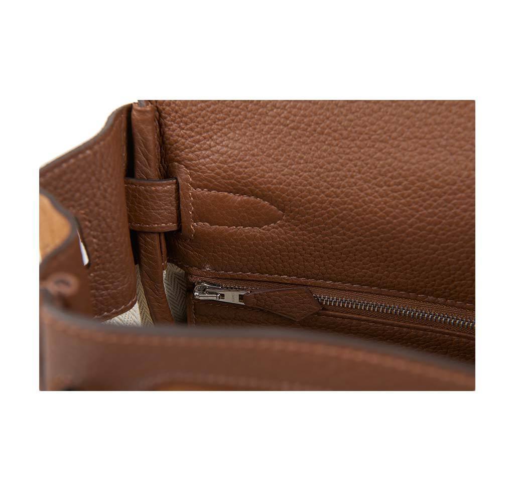 Hermes Kelly Grizzly 32 Fauve Gold Suede Togo Leather Palladium Hardware - Image 10