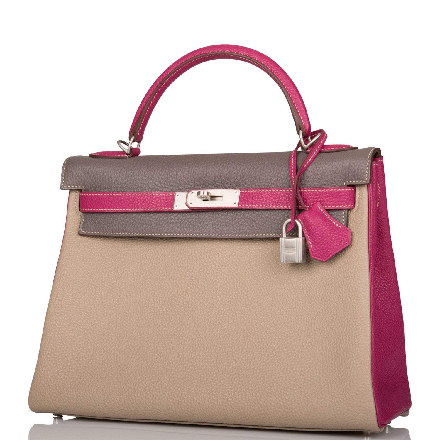 Hermes Kelly Retourne 32 Tosca, Gris Tourterelle and Etain Togo Brushed Palladium Hardware - Image 5