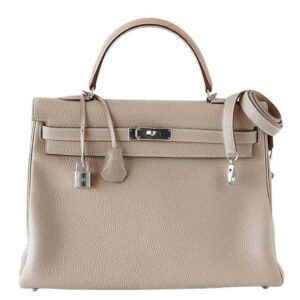 Hermes Kelly 35 Argile Supple Bag PHW