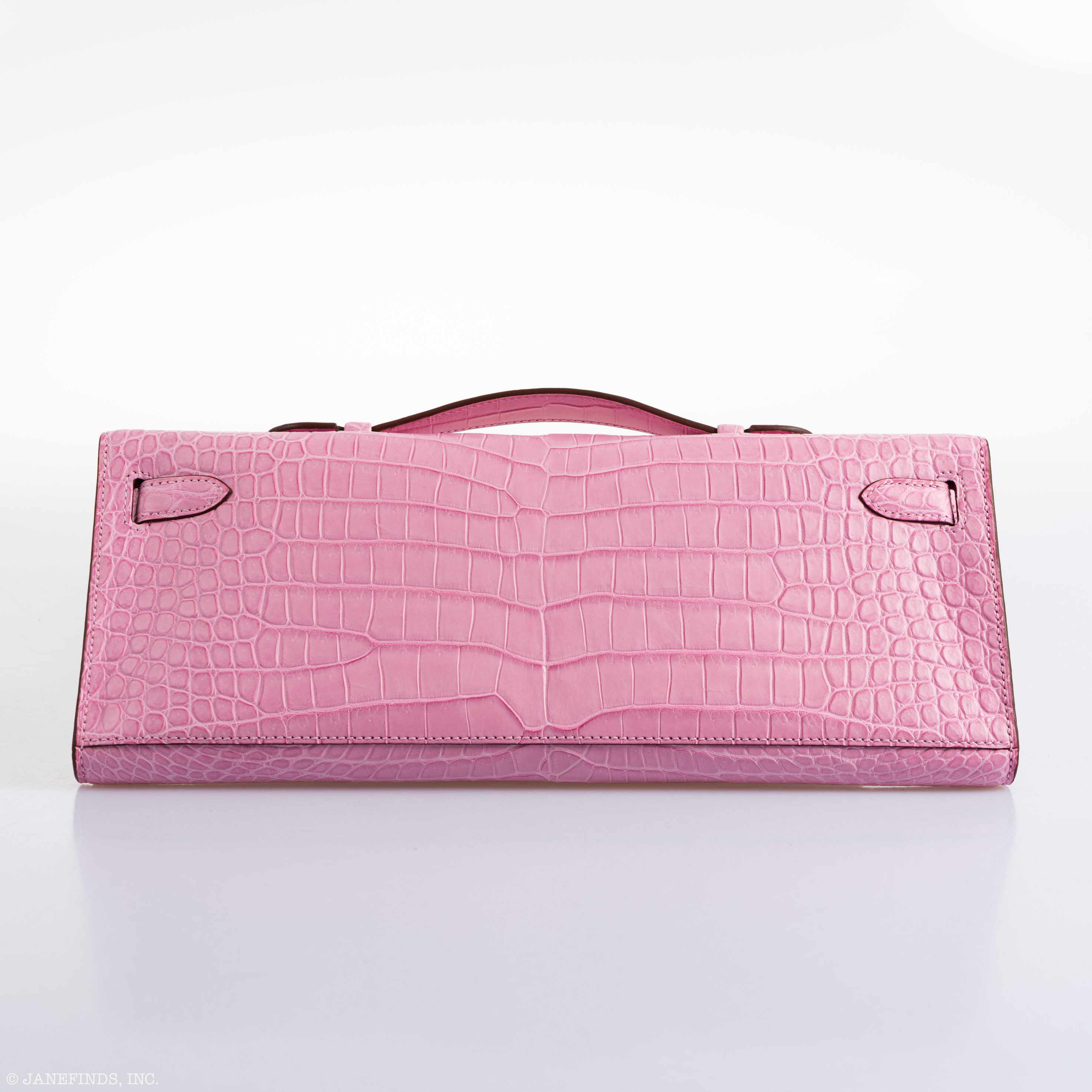 Hermes Kelly Cut Pochette 5P Bubblegum Pink Matte Porosus Crocodile Gold Hardware - 2019, D - Image 5