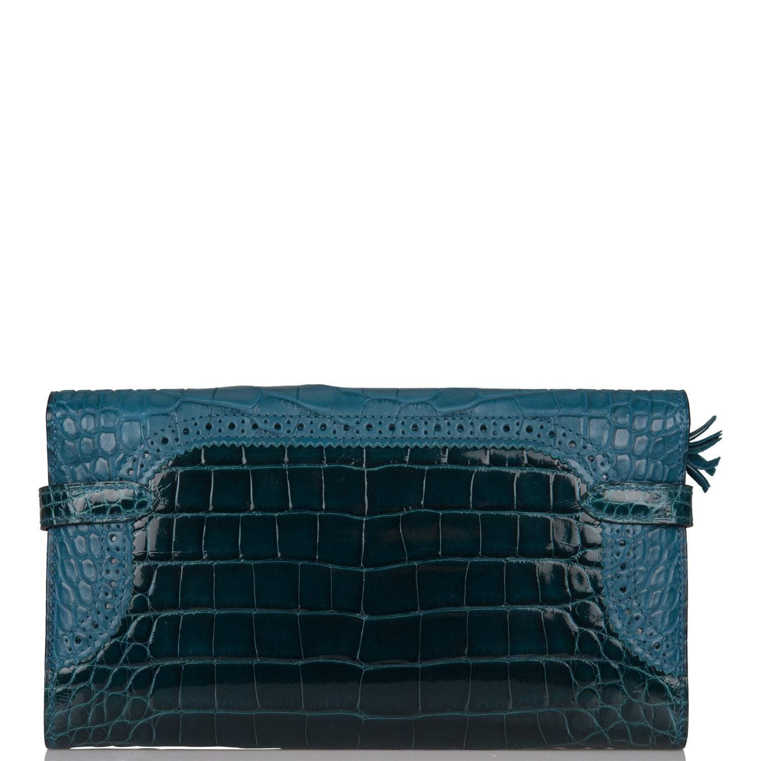 Hermes Kelly Long Wallet Bleu Colvert Alligator Ghillies Palladium Hardware - Image 4