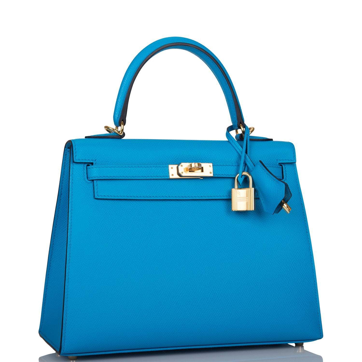Hermes Kelly Sellier 25 Bleu Frida Epsom Gold Hardware - Image 2