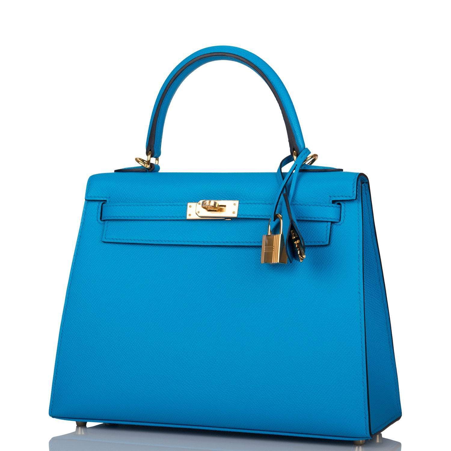 Hermes Kelly Sellier 25 Bleu Frida Epsom Gold Hardware - Image 5