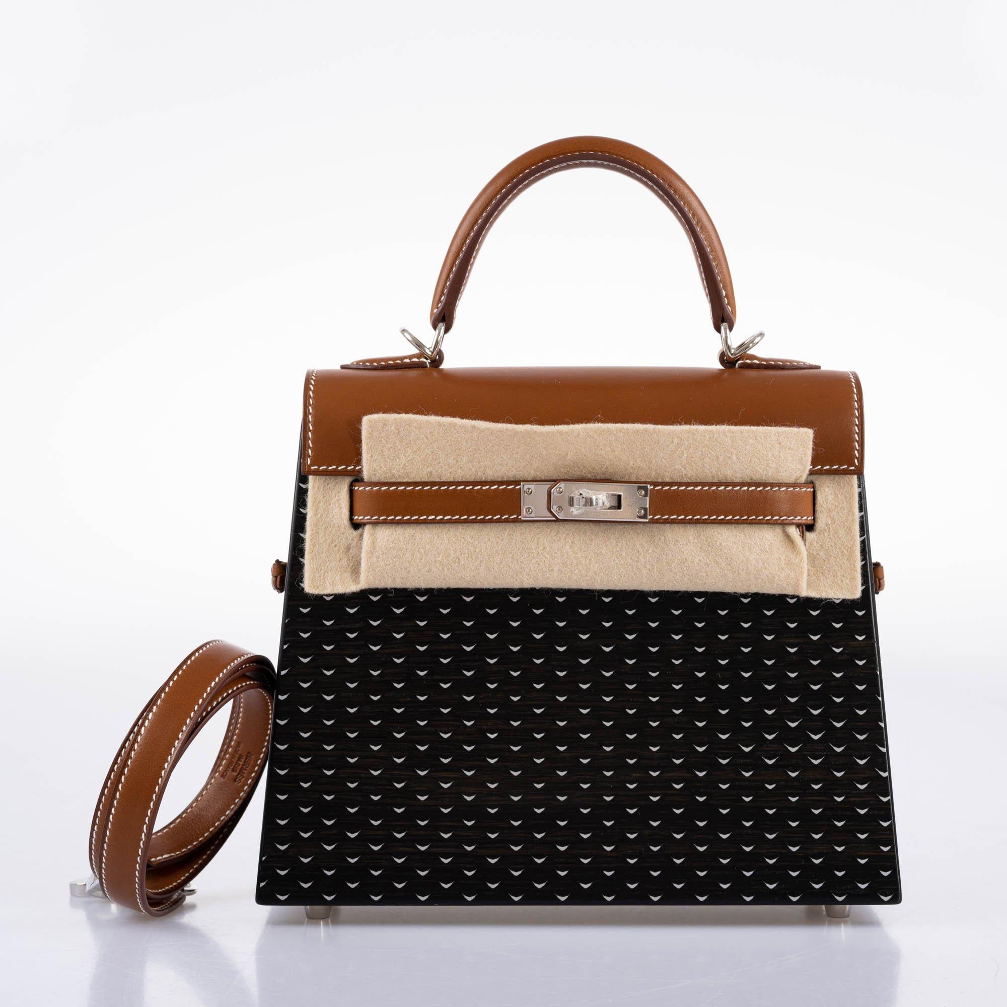 Hermes Kelly Wood 22 Bog Oak, Aluminum & Barenia with Palladium Hardware - 2021, Z - Image 12