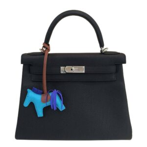 Hermes Kelly 28 Black Togo Leather Palladium Hardware