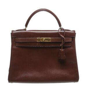 Hermes Kelly 32 Brown Box Leather Gold Hardware